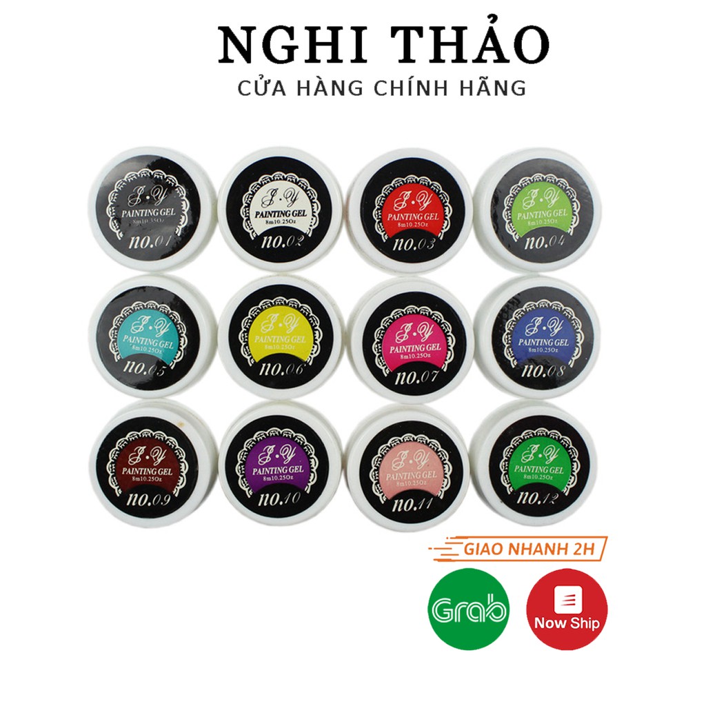 Gel vẽ nail , vẽ móng 12 màu loãng phù hợp với tô màu