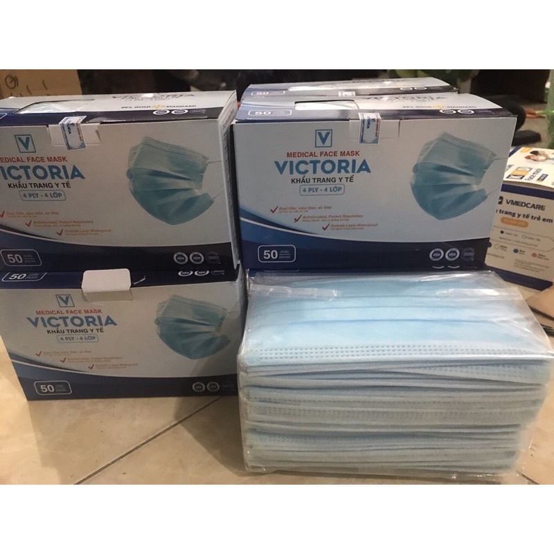 Khẩu trang y tế 4 lớp hộp 50 chiếc - khẩu trang người lớn