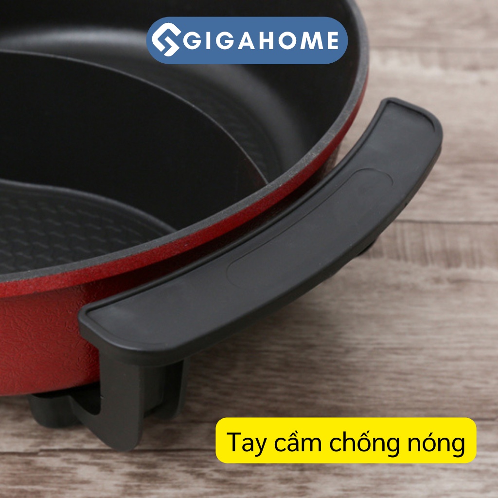 Nồi Lẩu Điện 2 Ngăn 5 Lít GIGAHOME Công Suất 1500W Tráng Men Chống Dính 10309
