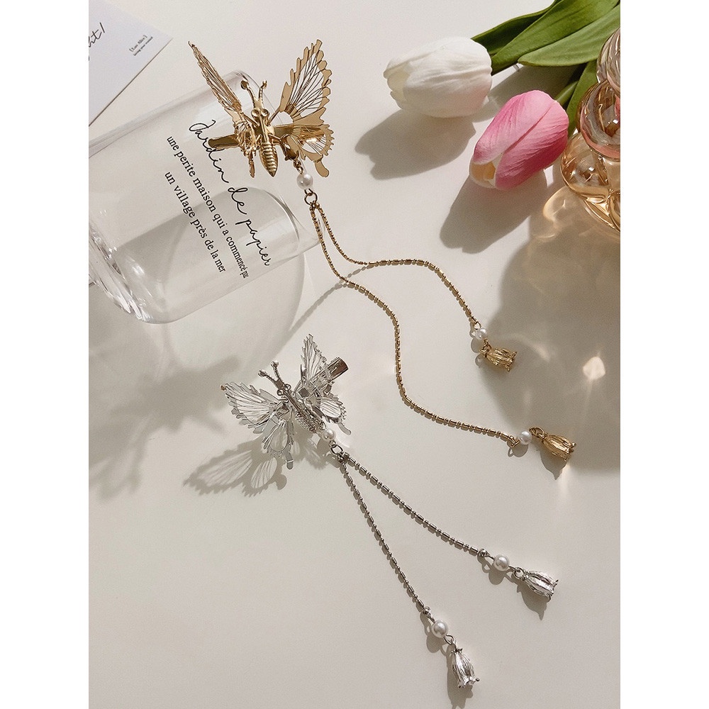 Kẹp Tóc Hình Chuồn Chuồn Phối Tua Rua Phong Cách Cổ Điển Thời Trang Cho Nữ