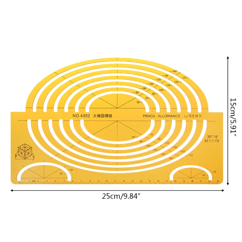 Thước Kẻ Hình Elip Bằng Nhựa Resin Cỡ Lớn Tiện Dụng Cho Học Sinh