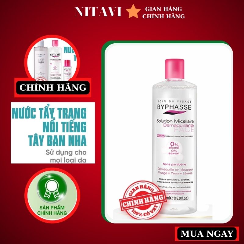 Nước Tẩy Trang cho da Dầu da thường Byphasse tay ban nha An Toàn Cho Mọi Loại Da 100 - 500ml