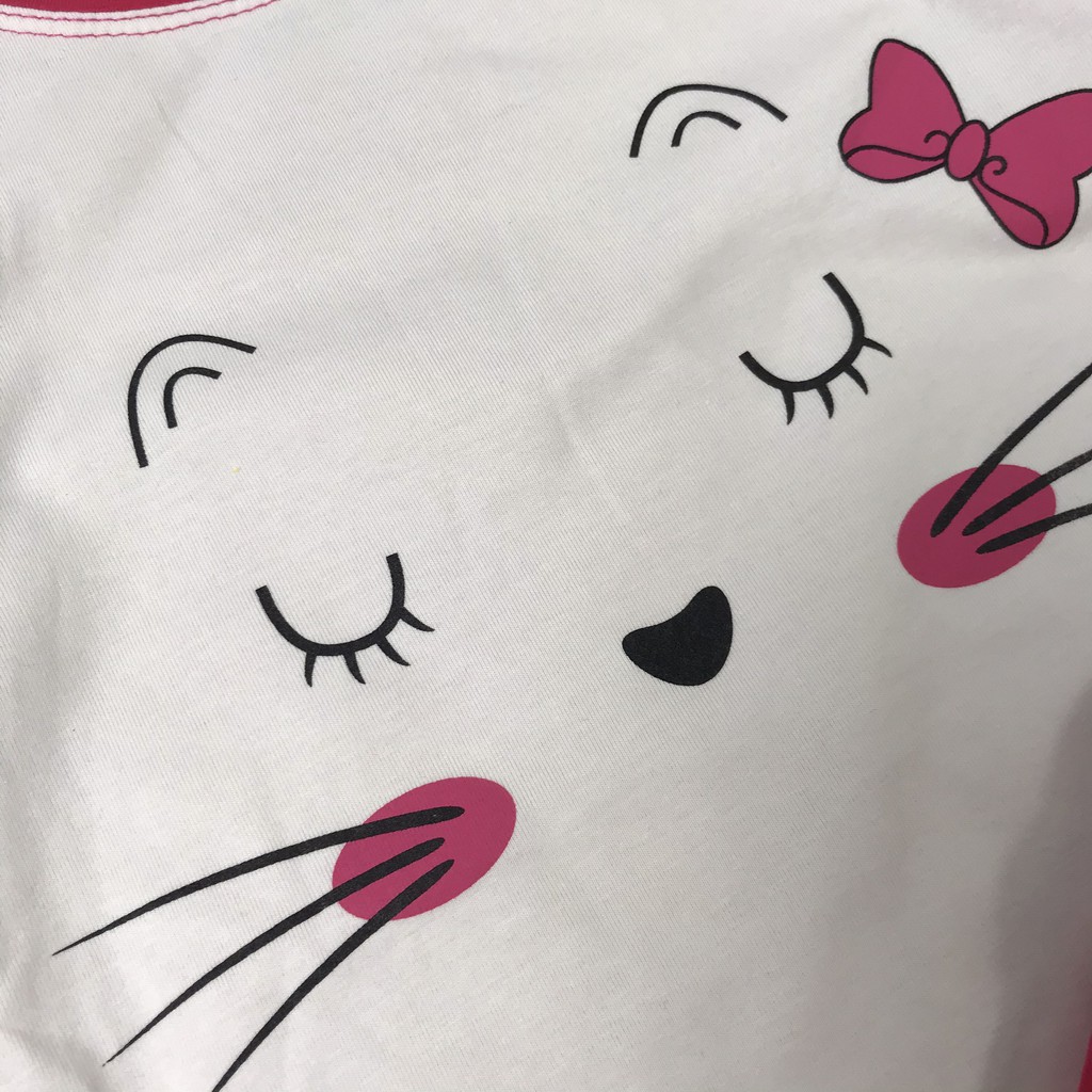 (SALE) Bộ quần áo thu đông bé gái họa tiết hình Mèo size từ 8 đến 25kg - Hirokids