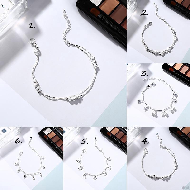 Vòng Tay Xi Bạc Phối Mặt Hình Ngôi Sao Thiết Kế Đơn Giản