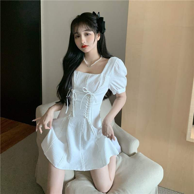 Đầm nữ trắng kiểu a dáng xòe Emilyshop