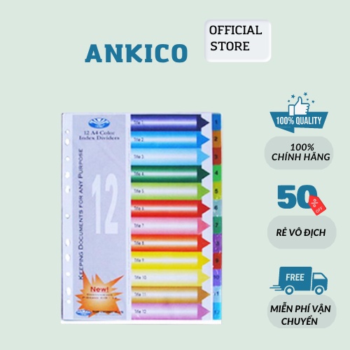 Chia file lá nhựa 12 trang tệp chia tài liệu rõ ràng thông minh theo tháng ANKICO