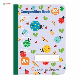 (Combo 5 cuốn) Sổ kẻ ngang may dán gáy Composin book KLONG A7 200tr ; MS: 303