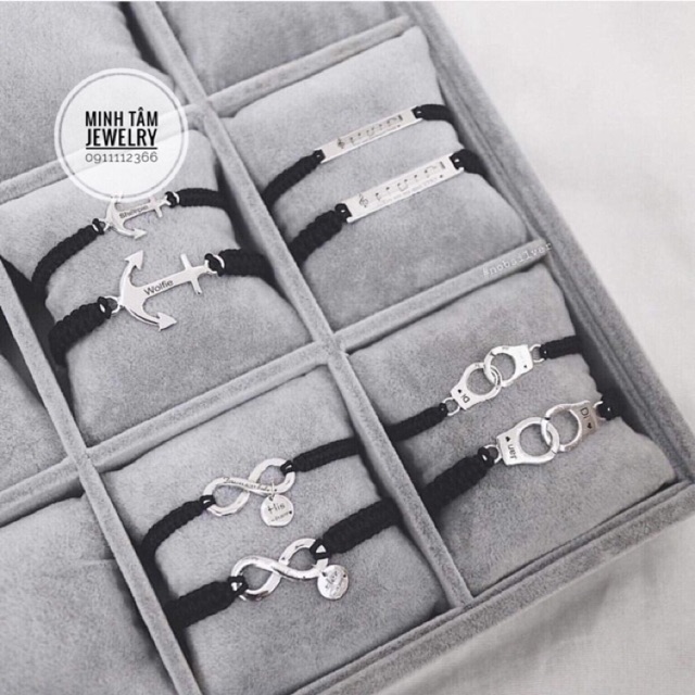Vòng tay đôi vô cực bạc S925,Vòng tay couple vô cực khắc tên theo yêu cầu-Minh Tâm Jewelry