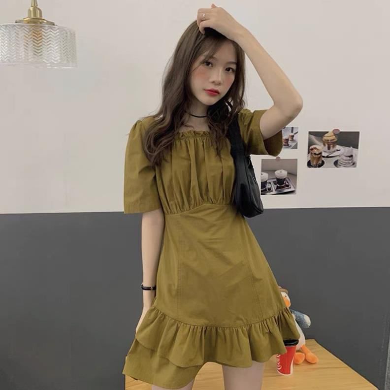 Váy kaki đuôi cá nữ Đầm bèo xếp li dài váy tới đầu gối thoải mái mặc đi chơi, đi làm - VH00017 .