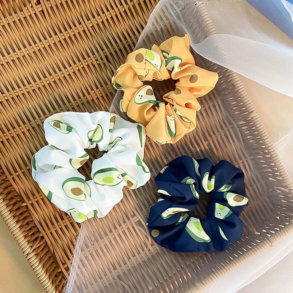 Dây buộc tóc co giãn họa tiết quả bơ phong cách thời trang Hàn Quốc cho nữ