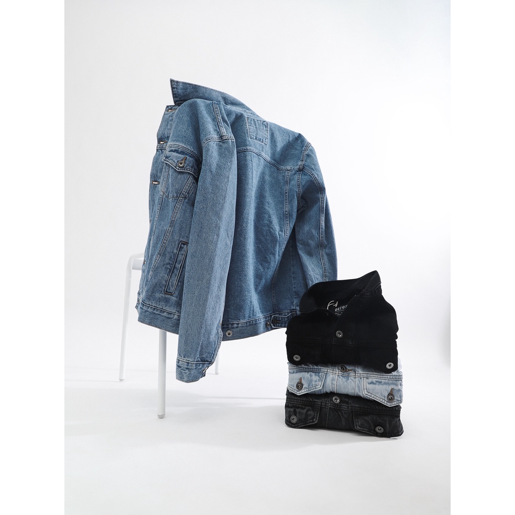 Aó khoác jacket jean nam Defoxx chính hãng,form đứng,chất vải jean cao cấp,Hàng VNXK
