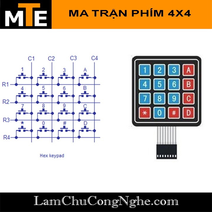 Bàn phím ma trận mềm 4x4 keypad loại dán