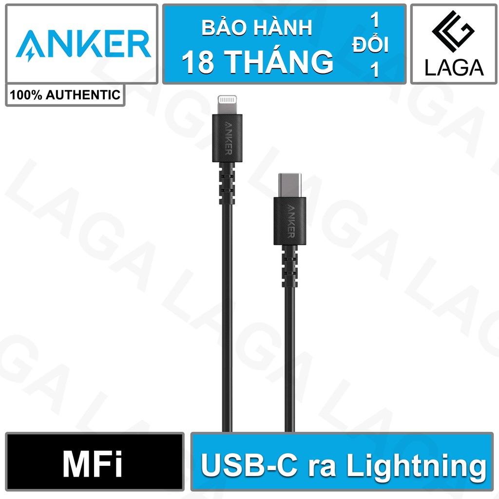 [Freeship toàn quốc từ 50k] Cáp Sạc Nhanh ANKER PowerLine Select MFi Lightning ra USB Type C 0.9m [Kèm Túi Đựng] - A8612