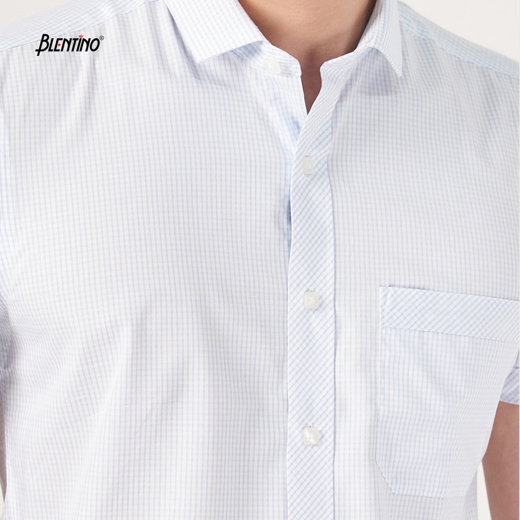 Áo sơ mi nam tay ngắn thương hiệu Blentino ,Chất liệu cotton ,dệt kẻ sọc trẻ trung BCV09(2)