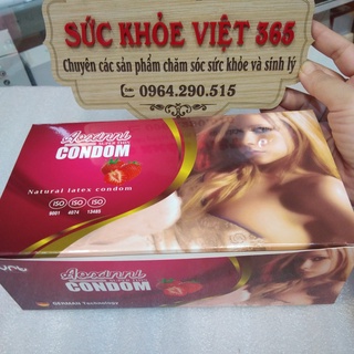 Bao cao su Aoxinni gia đình khách sạn hôp 120 cái loại trơn không gai, mùi dâu, size ôm sát vừa vặn cho đàn ông Việt