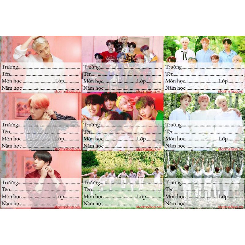 (nhiều mẫu) NHÃN VỞ TẬP ( NHÃN TÊN ) BTS persona - in theo yêu cầu