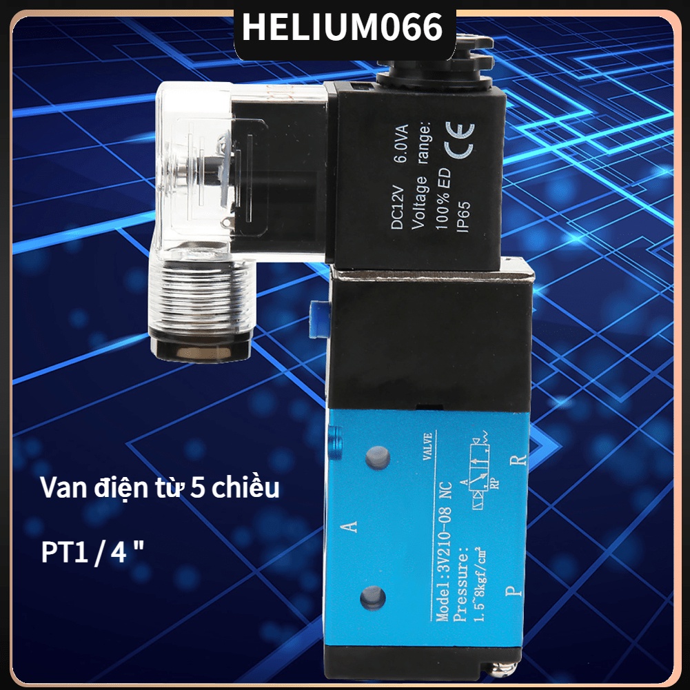 Van điện từ 5 chiều 2 vị trí PT / 4in 1.2MPa 170Psi IP65 Helium066 3V210-08 chuyên dụng