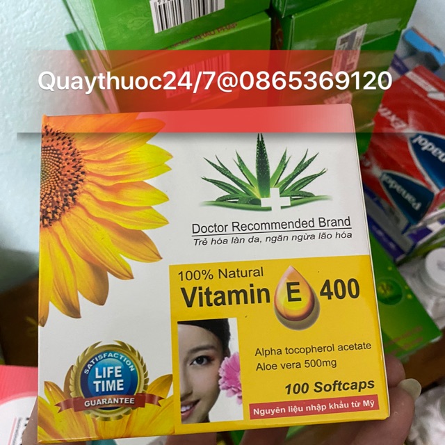 VITAMIN E 400 KÈM TINH CHẤT NHA ĐAM,HỖ TRỢ LÀM ĐẸP DA (100 viên)