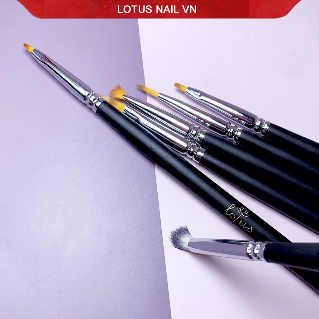 Bộ cọ nail, set cọ vẽ móng Lotus 16 cây cao cấp đủ loại, bao da xịn