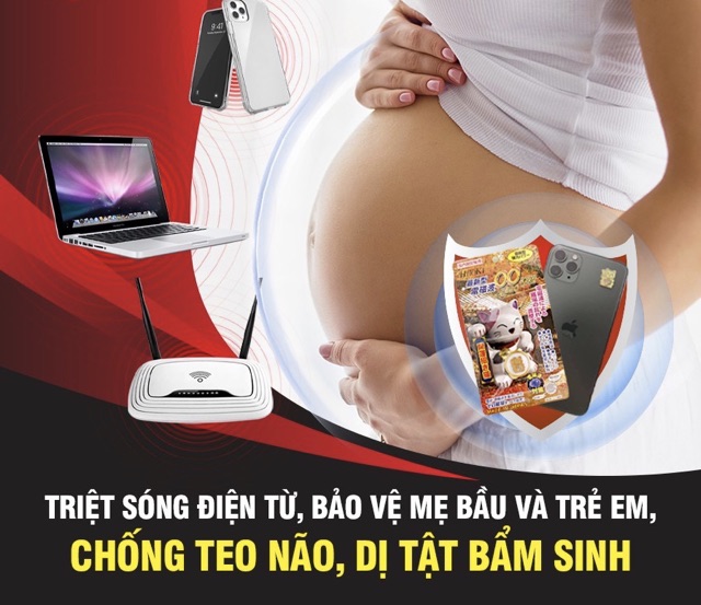 Miếng dán loại bỏ sóng điện từ hình mèo may mắn ( chip mèo chặn sóng)