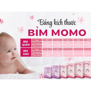 [Mới] Bỉm Momo Diamond Organic Dán/Quần S64/M62/M60/L54/XL50/XXL48/XXXL46i