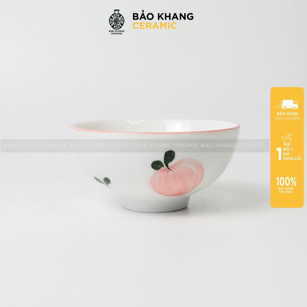 Bát ăn cơm - chén sứ ăn dặm họa tiết quả đào Gốm Sứ Bát Tràng