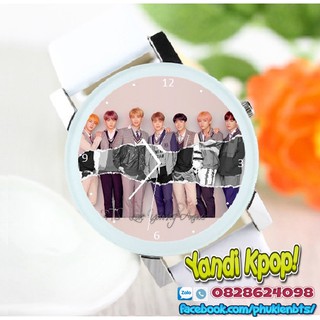 Đồng Hồ BTS In Hình Cho Nam Nữ - Dây Trắng