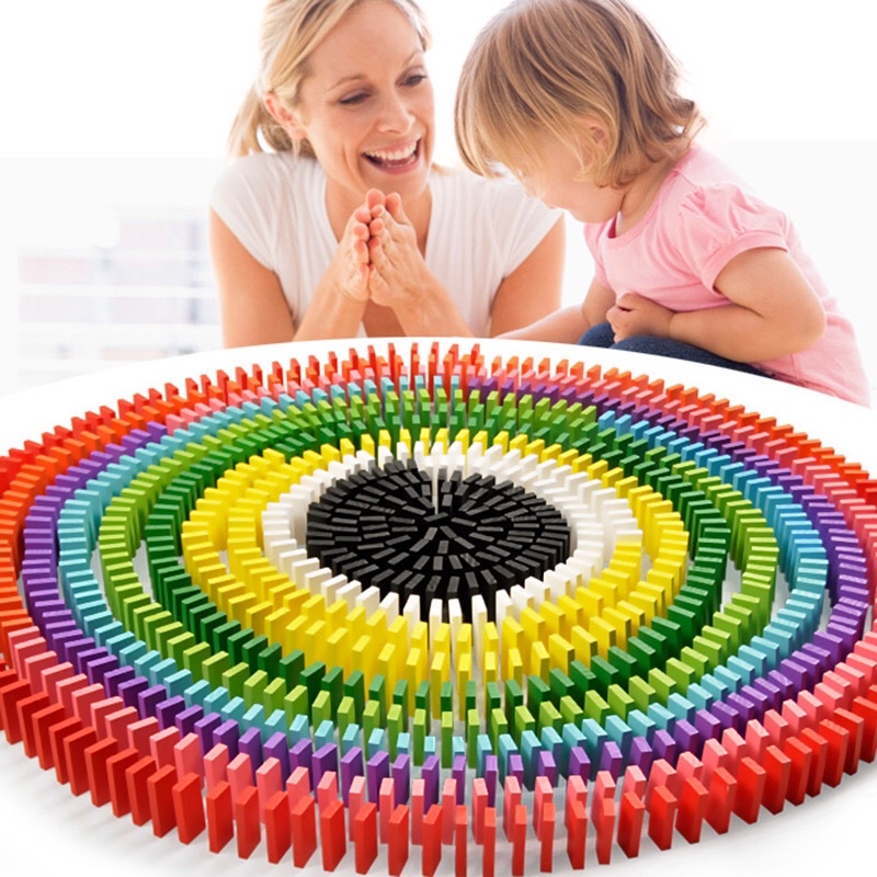Đồ chơi trẻ em Domino - Đồ chơi xếp hình nhiều thanh gỗ màu, an toàn bền nhẵn