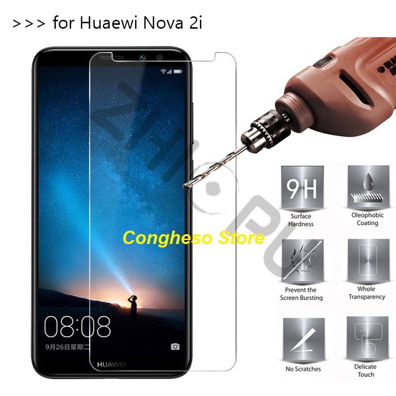 Huawei Nova 2i kính cường lực trong suốt, tặng keo chống hở