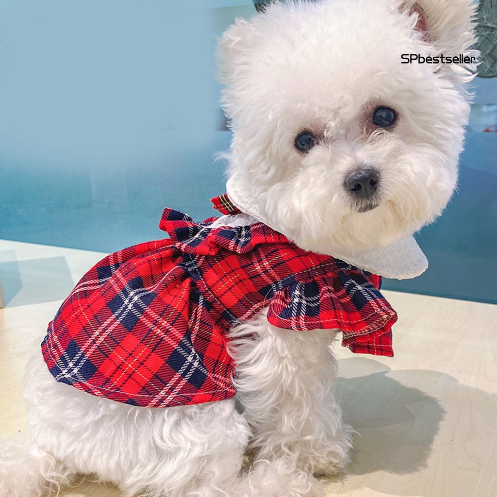 Đầm công chúa họa tiết kẻ sọc không dính thời trang mùa đông cho cún cưng