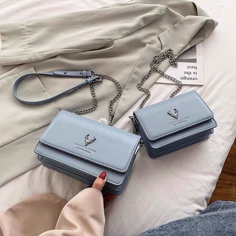 Túi Xách Phối Dây Xích Thời Trang 2020 Dành Cho Nữ Sinh