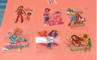 Sticker ủi, hình ủi, patch ủi những cô gái( chọn ngẫu nhiên) (Phụ liệu may vá trang trí quần áo may mặc, Handmade, DIY)