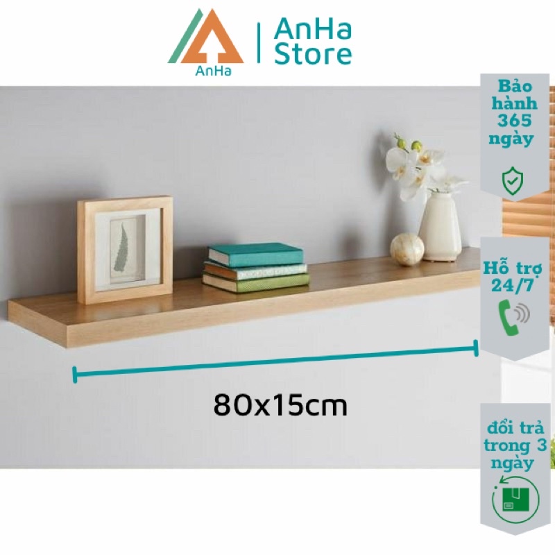 Kệ treo tường kệ gỗ treo tường dài 80cm rộng 15 cm tặng kèm theo đầy đủ phụ kiện lắp