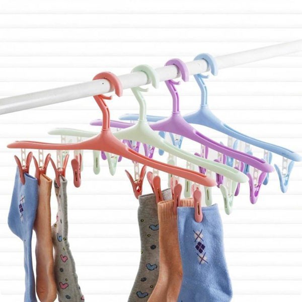 Móc phơi quần áo kèm 8 móc kẹp tất đồ sơ sinh cho bé đa năng tongkhogiaxuonghn