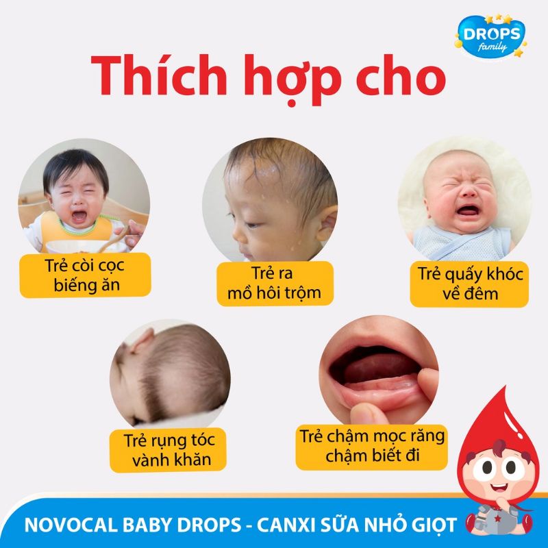 NOVOCAL BABY DROPS FORTE 90ml - Canxi cho bé hỗ trợ xương chắc khỏe, tăng chiều cao, hương sữa thơm ngon