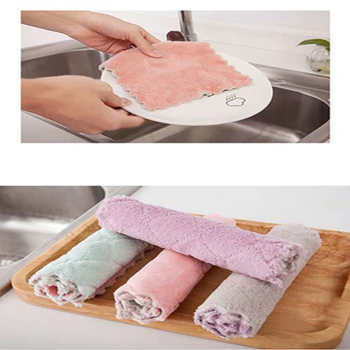 Combo 10 khăn lau bếp đa năng 2 mặt 2 màu siêu thấm hút
