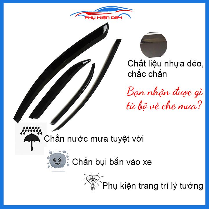 Vè mưa K3, Cerato 2016-2017-2018 vè đen che mưa bảo vệ trang trí xe