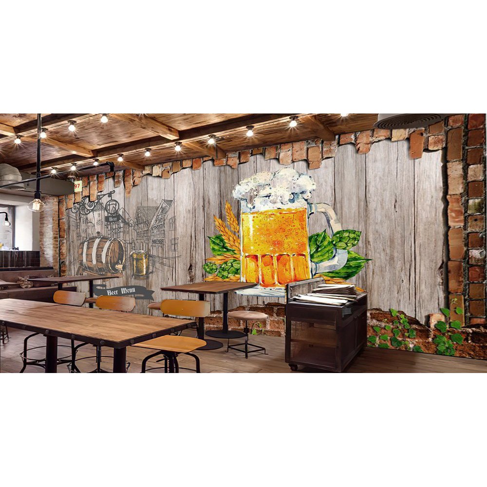 Tranh lụa 3d trang trí Nhà hàng Beer Kích Thước 1,5m x 2m BIARUOU-03
