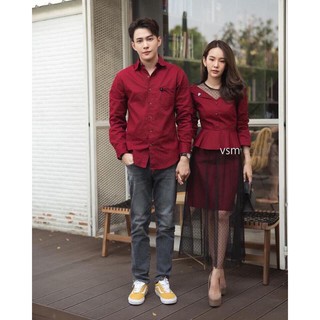 Áo đôi,áo cặp váy áo đôi màu đỏ dự tiệc, vải mềm mịn, phong cách hàn quốc