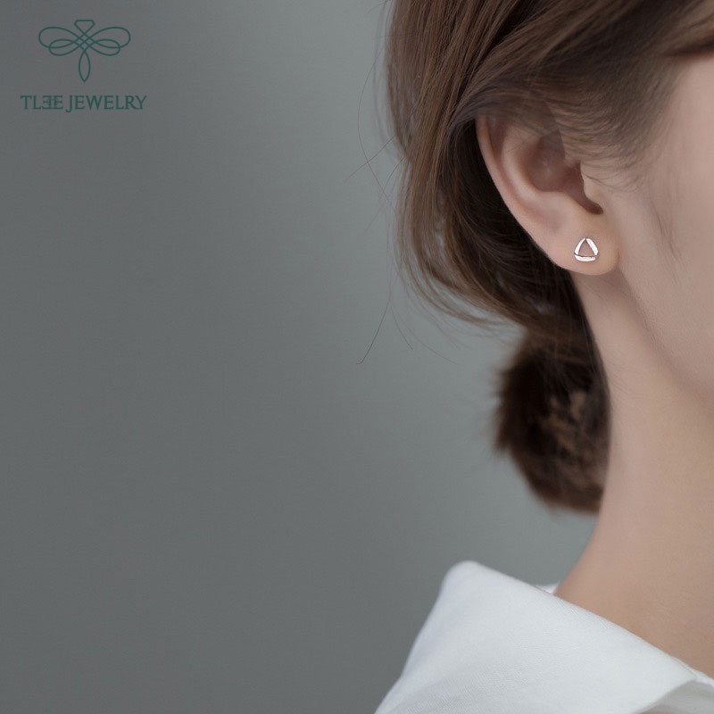 Khuyên tai bạc nữ TLEE tam giác xoắn basic TleeJewelry B0260