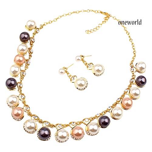 Set Vòng cổ Và Đôi Khuyên Tai Đính Ngọc Trai Nhân Tạo Thời Trang Cho Nữ