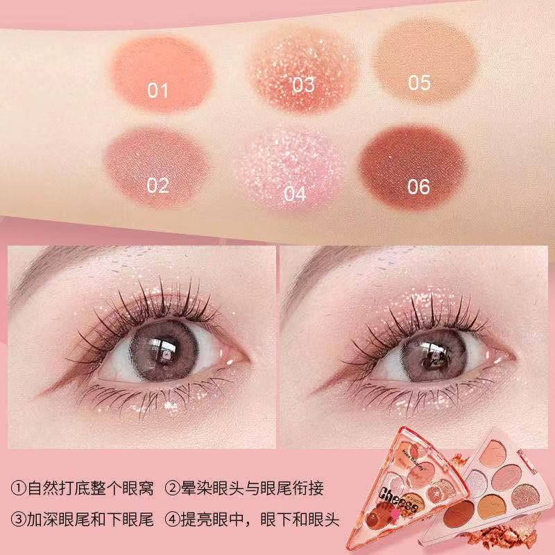 [Hàng mới về] Bảng phấn mắt 6 màu ánh lì và nhũ ngọc trai lấp lánh lâu trôi dễ lên màu