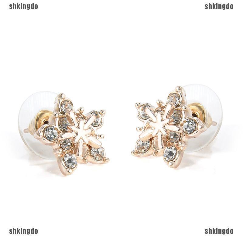 THINH Khuyên Tai Hình Hoa Tuyết Đính Đá Pha Lê Xinh Xắn Dành Cho Nữ