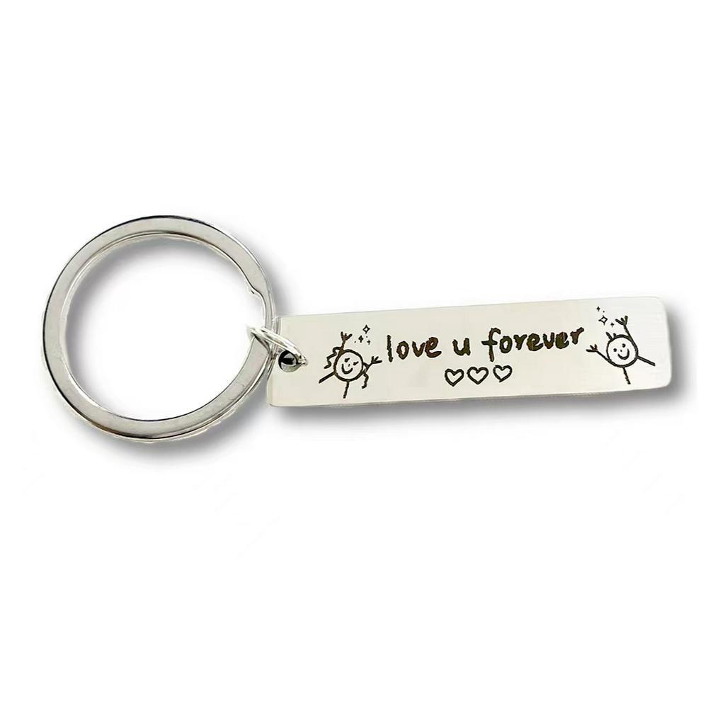 Móc Chìa Khóa Khắc Chữ Love You Forever Bằng Thép Không Gỉ Kèm Hộp Quà Tặng Độc Đáo