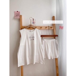 Bộ tanktop 3 lỗ quần đùi in nam nữ kèm bra H2