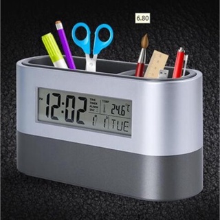 Đồng hồ led để bàn đo nhiệt độ kiêm hộp đựng bút đa năng KaKa Decor