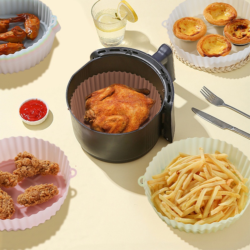 【Ready Stock】 Nồi Chiên Không Dầu Air Fryer Silicone Lò Nướng Khay Đựng Bánh Pizza Gà Phụ Kiện Chảo Tròn Có Thể Tái Sử Dụng Thảm