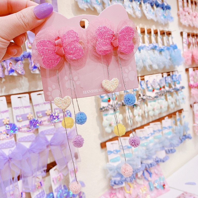 KIDSBOWS Kẹp tóc công chúa đính nơ phối lưới xinh xắn đáng yêu cho bé gái
