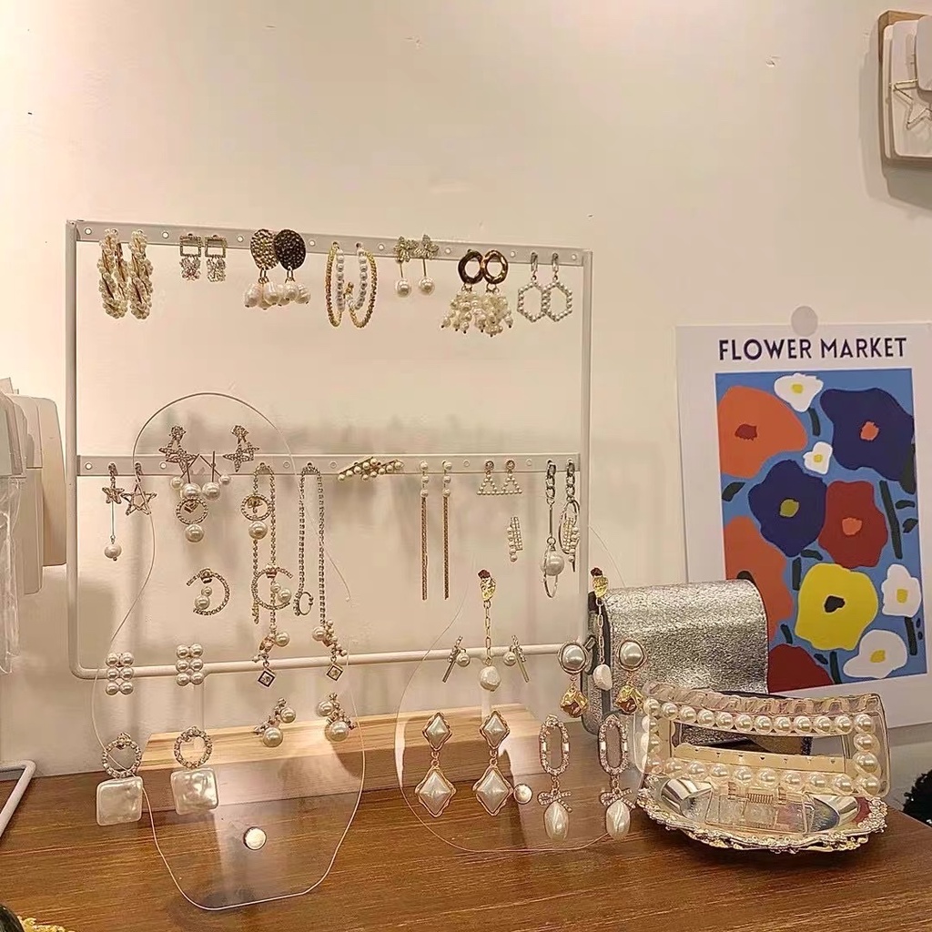 Giá đỡ trưng bày bông tai để bàn bằng acrylic tiện dụng