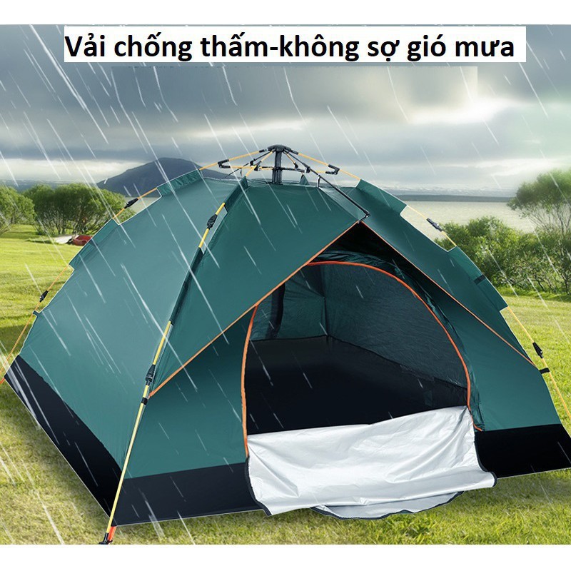 Lều cắm trại tự bung, lều phượt du lịch, picnic dành cho 3-4 người, chống nước, tia bức xạ, thông gió 2 chiều 1634SP